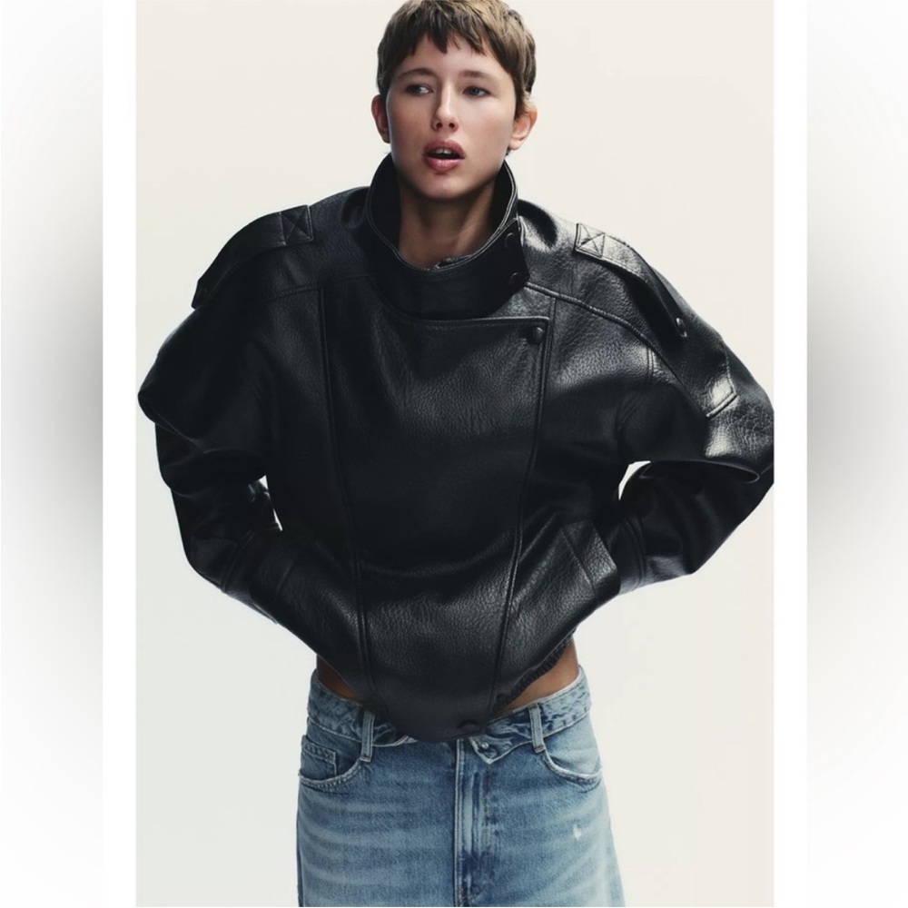 Zara Black Leather Jacket for Women